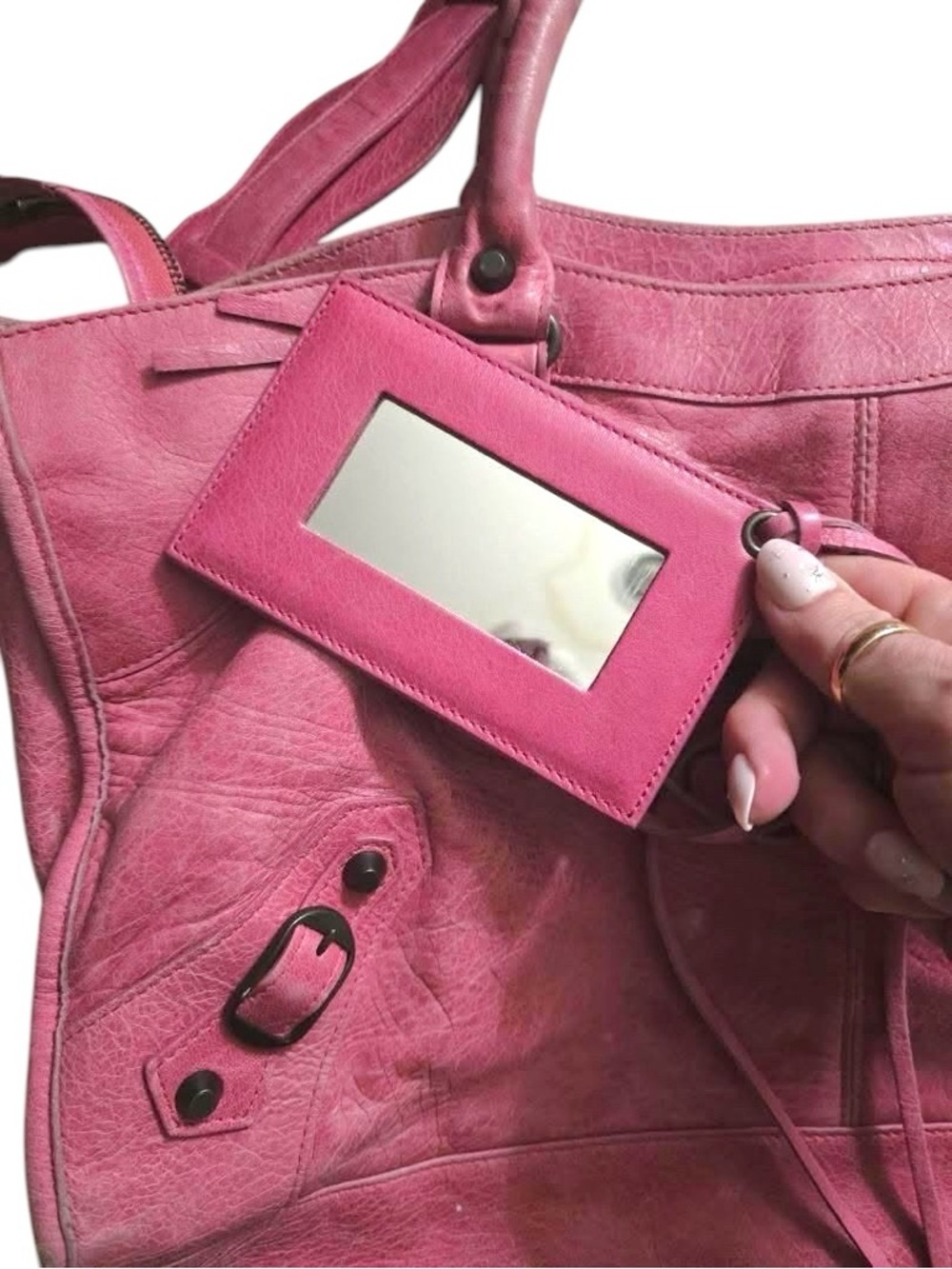 Auth Balenciaga City Pink Leather Shoulder Bag - Picture 2 of 12